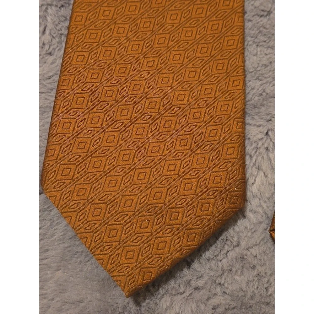Vintage Towncraft Deluxe Tie Mens Brown Textured Geometric 70s Retro 4